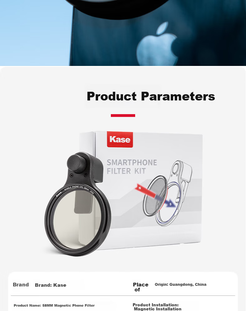 Kase Magnetic Polarizing Filter CPL Polarizer with Phone Clip Set for Landscape, River, Museum, Street Photography, Travel Photography Filter Kit 2