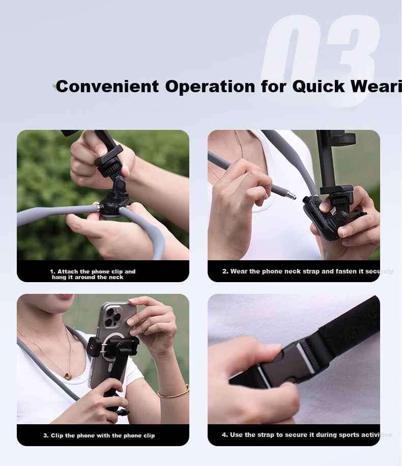 JIAHUACAI Neck Mount Bracket First-Person POV Chest-Mounted Vlog Live Outdoor Fishing Cycling Stabilizer Compatible with GoPro 13 12 DJI Pocket 3 Action 5 Pro 7