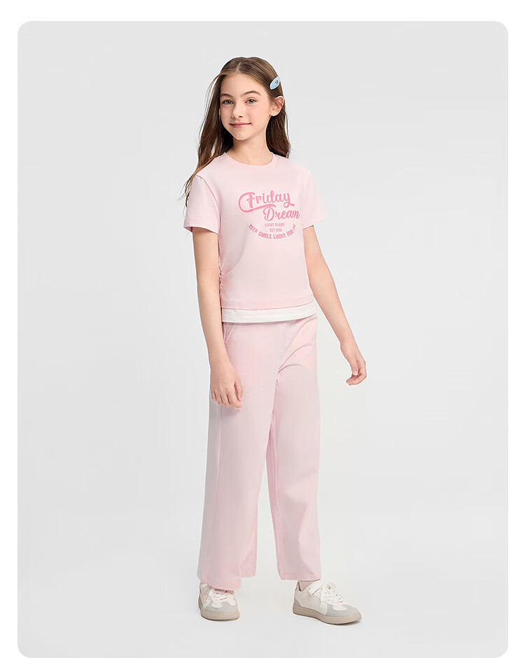 Balabala Girls' Short Sleeve T-Shirt and Pants Set Kids Two-Piece Quick-Dry Summer Outfit 2026 New Trendy Large Kids Clothing 17