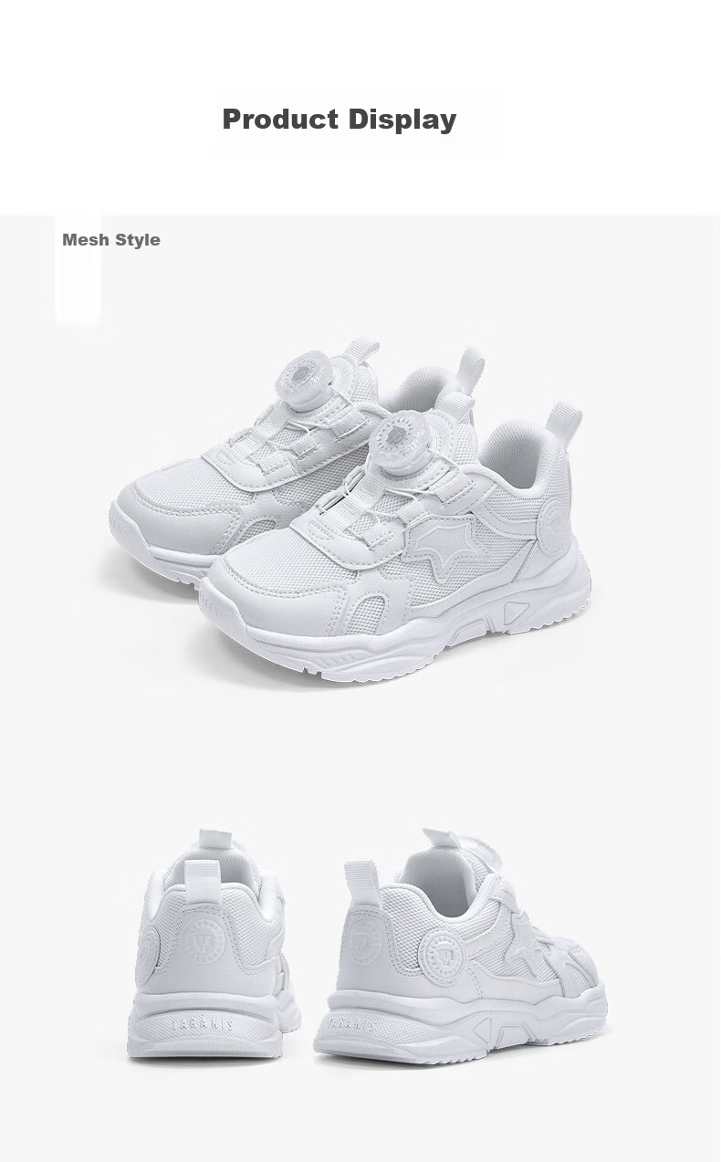 TARANIS Spring Children's Sports Shoes for Boys And Girls, Dial White Sneakers for Older Kids with Shock Absorption, Running Shoes, Mesh Upper, Size 34 8