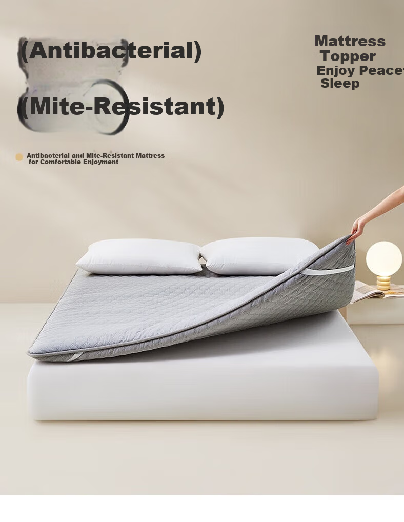 LOVO Luolai Mattress Thickened Soft Pad Tatami Dormitory Antibacterial Mite-Proof 150x200cm Gray 2