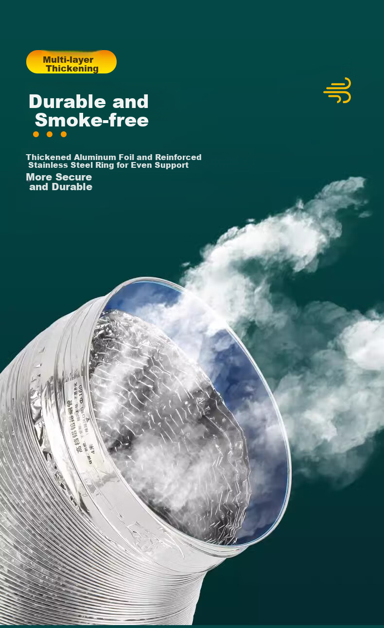 PURPAVWINNER Thickened Aluminum Foil Smoke Pipe, Range Hood Exhaust Vent Diameter 160mm, Exhaust Pipe Flexible Duct, Extendable Cooker Hood Ventilation Pipe, 3 Meters Long 6