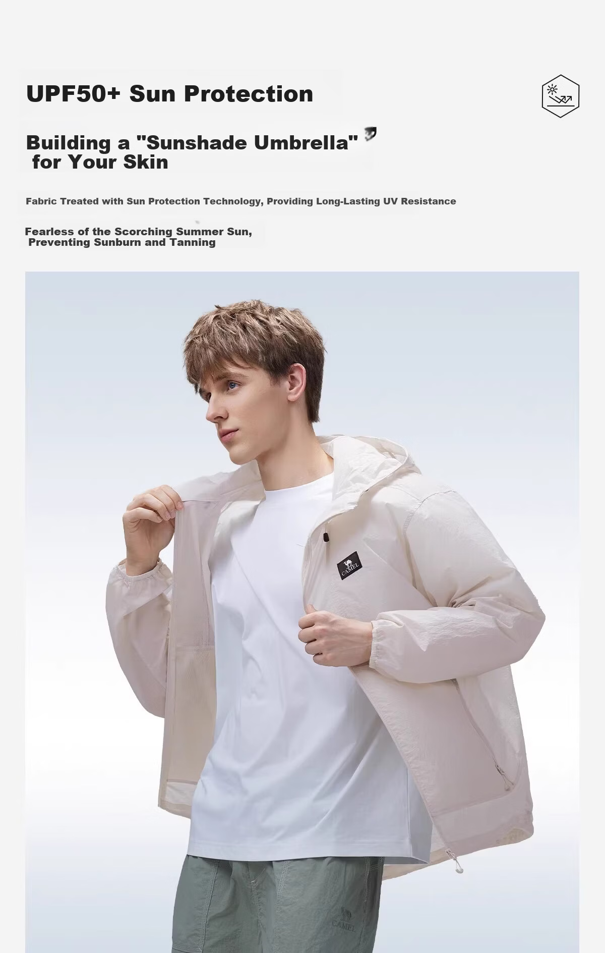 CAMEL Outdoor Sun Protection Jacket 2026 Spring Summer New Cooling Breathable Coat A36BA49026 (Dilraba Dilmurat Style) 4