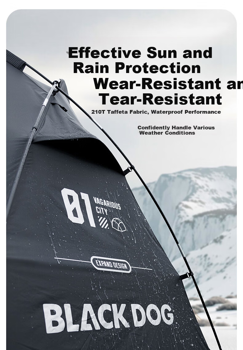 Black Dog Outdoor Large Dome Tent, Quick Assembly Sunshade Spherical Canopy, Gers, Pavilion, Expandable Dome Body 19