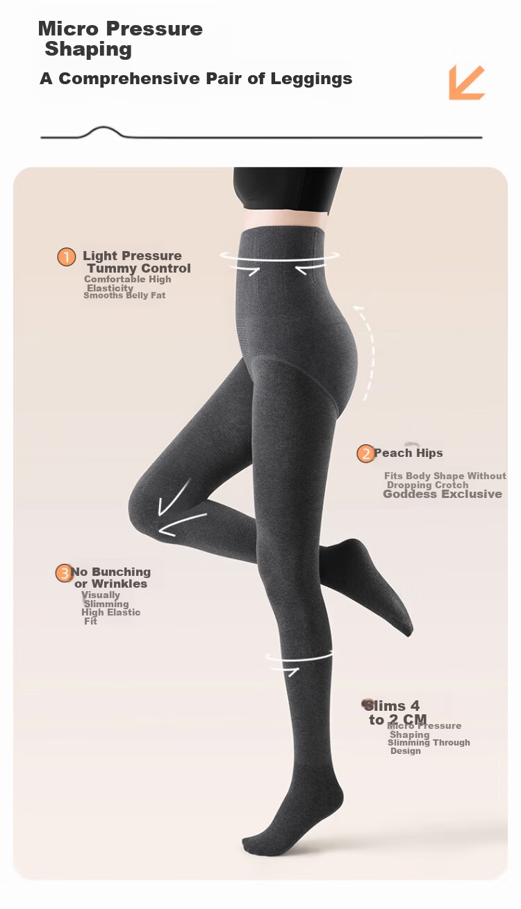 Caiyue High Waist Leggings for Women, Abdominal Compression, Hip Lifting, Tummy Control, Herringbone Anti-Roll Cotton, Autumn Winter Fleece Thickened Warm Pants 8