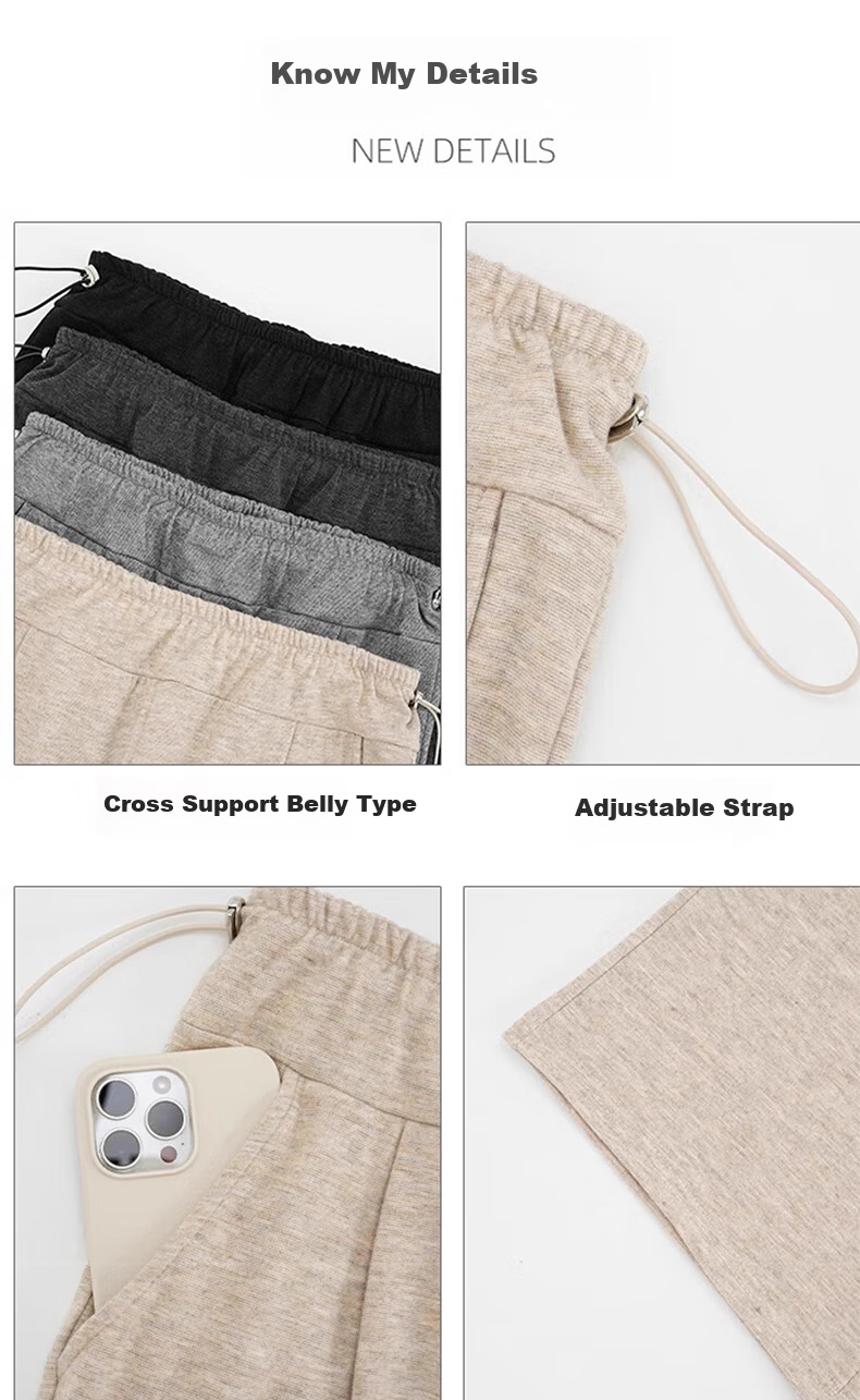 Sidoo Maternity Pants Spring Autumn Wide Leg Pants Non-Belly Support Fleece Lined Plus Size XL Oatmeal 11