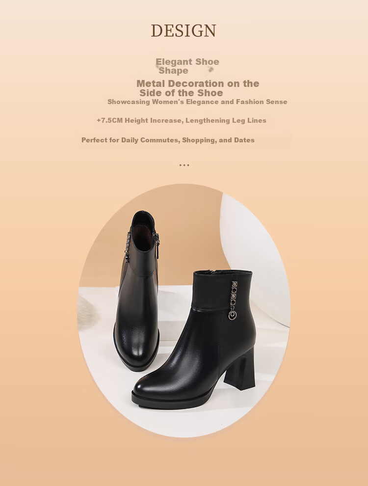 Red Dragonfly Women's Fashion Winter High Heel Commuter Boots Soft Sole Lightweight Mom Boots WFC450391B Black Size 38 3