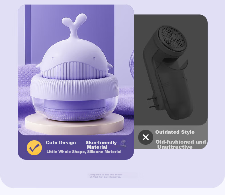 AUX Fabric Shaver Lint Remover Hairball Trimmer Clothes Defuzzer Purple Standard Edition [Gentle on Clothes] 8