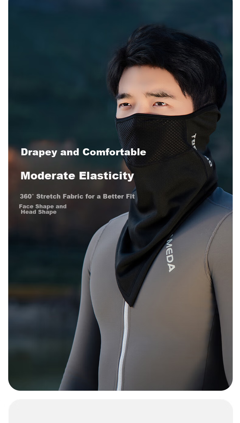 Captain Tas Cycling Face Mask Autumn Winter Warm Windproof Neck Gaiter Outdoor Motorcycle Electric Bike Face Cover Headscarf Black 14
