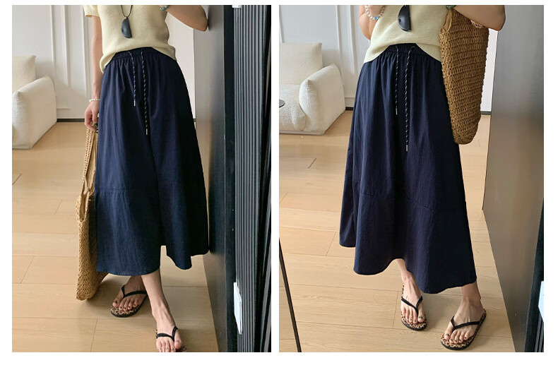Xueqiman Vintage Simple Workwear High-Waist Slimming Quick-Dry A-Line Mid-Length Skirt for Women 2026 Spring Summer New Arrival 10