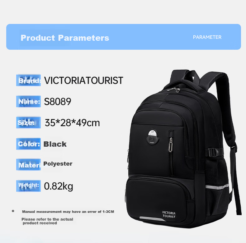 VICTORIATOURIST Backpack for Middle School Boys, Ergonomic Spine Protection, Lightweight, Large Capacity Laptop Travel Backpack for High School and College Students 7