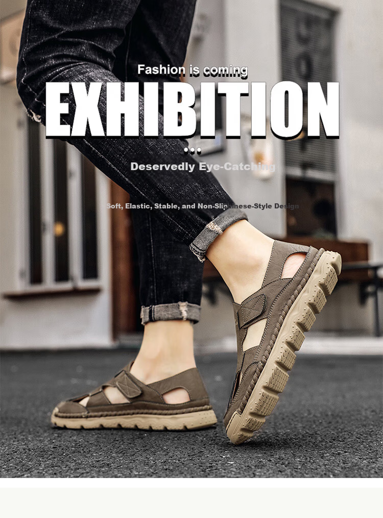 Bull Family Men's Summer Hollow Out Sandals Open Toe Beach Casual Slippers 1