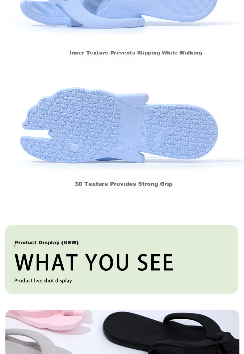 Grace Foldable Travel Slippers, Portable Summer Shower Non-Slip Flip-Flops for Women And Men, Breathable Sandals, Light Blue, Size 42-43 8
