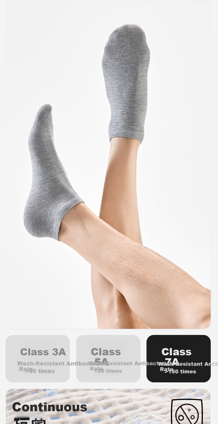 HLA Disposable Cotton Short Socks for Men and Women 7A Antibacterial Travel Daily Use No-Wash Sports Casual Low-Cut Socks 7 Pairs Pack 5