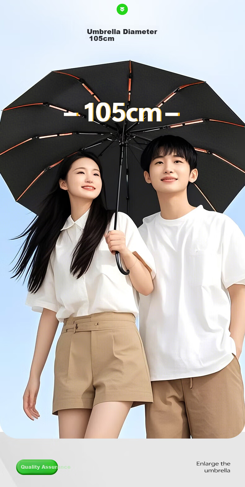 Leyoubaiyi 130 Bone Umbrella, Fully Automatic, Black, Large Size, Storm-Resistant, Thickened Black Rubber, Sun Protection, Dual-Use for Rain And Shine, Folding Sunshade Umbrella 11