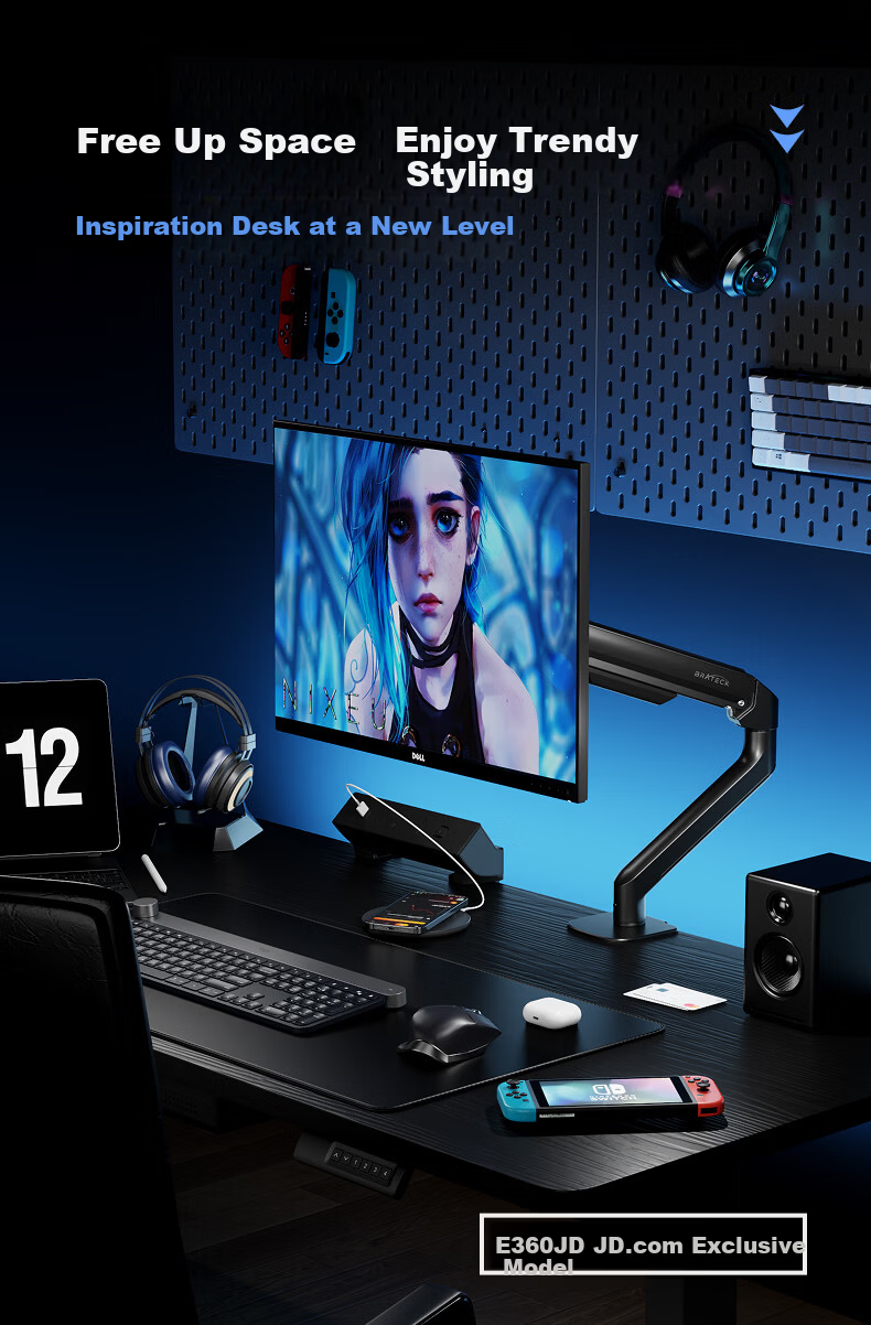 Brateck Beihu Monitor Arm Mechanical Arm Computer Stand Desktop Clamp Base Screen Riser Height Adjustable 17-32 Inch E360 Compatible with Zoway E350 Upgrade 14