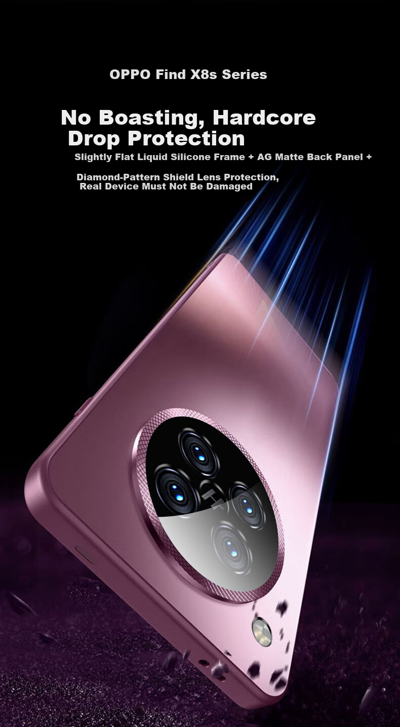 Dreamworthy Lingdun Protection Oppo Find X8s Case Ultra-thin Matte Glass Lens Full Coverage Silicone Shockproof Unisex Graphite Black 13