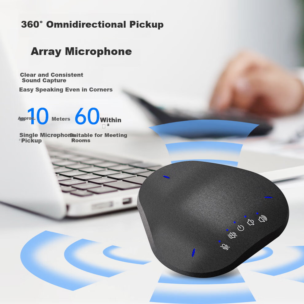 Hongshidao Video Conference Wireless 2.4G Omnidirectional Microphone Speaker Wireless USB Driver-Free Expansion Cascade One-to-Two Desktop Distributed Microphone HSD-M55 3