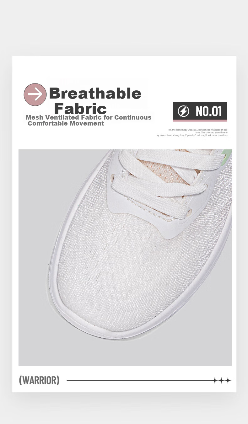 Warrior Official Women's Casual Shoes 2026 Summer Breathable Sports Shoes New High-Height Comfortable Running Shoes White Pink Size 39 7