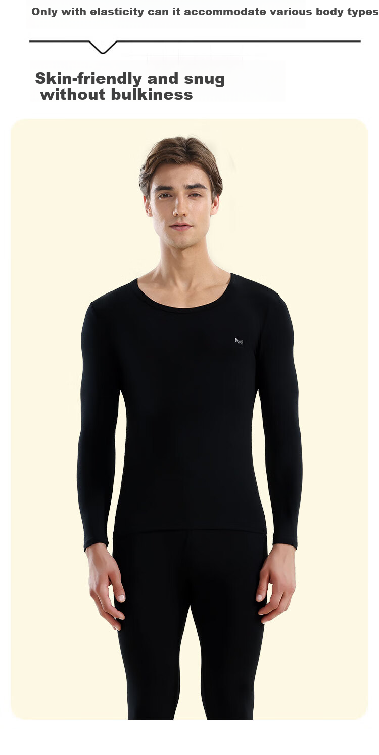 MiiOW 80S Modal Xinjiang Cotton Men's Thermal Underwear Set, Autumn Undershirt And Pants, Slim-Fit Base Layer Cotton Sweater, Heather Gray 22