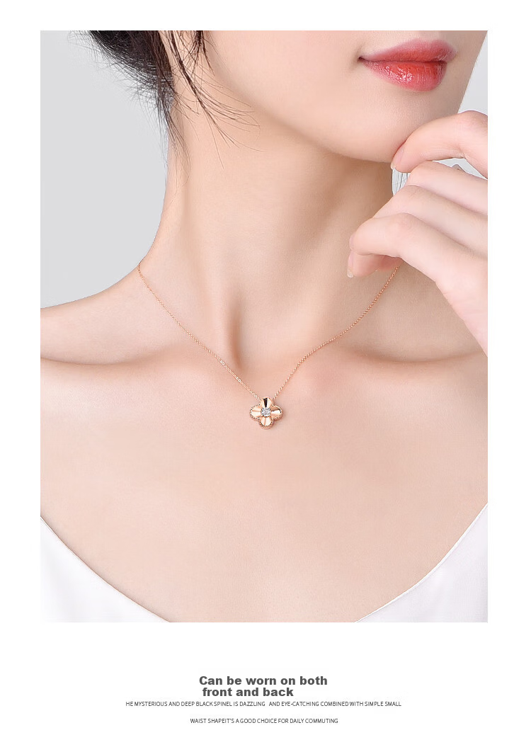 Aideyueding Luxury Diamond Double-Sided Four-Leaf Clover Necklace for Women, High-End Birthday Gift for Girlfriend Or Wife, Anniversary Present 7
