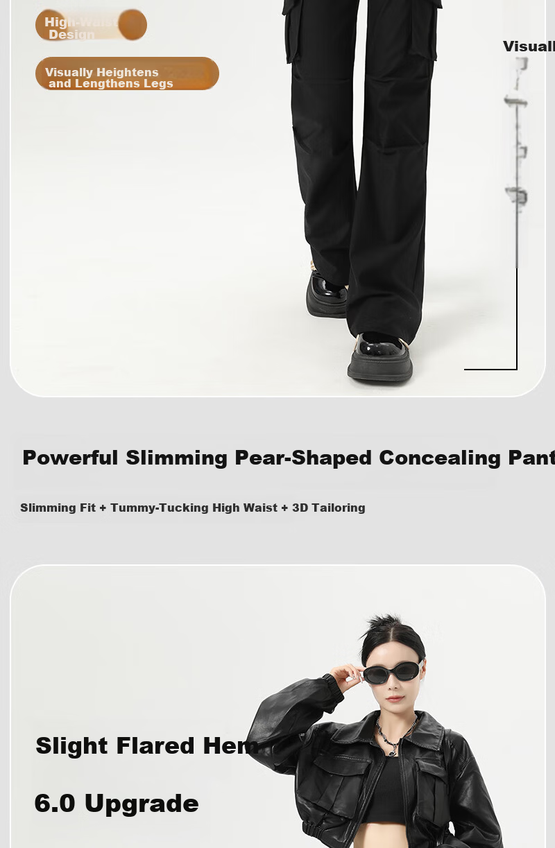 XUEXIMAN Women's American Style Workwear Flared Pants Summer New Ice Silk Quick-Dry Slim High-Waist Narrow Hem Trousers 7