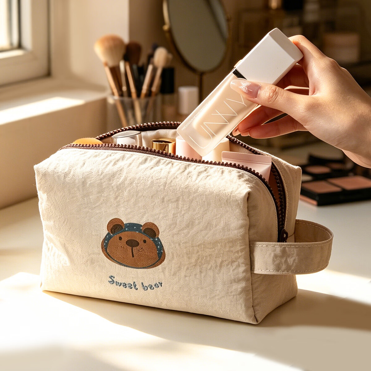 LOHAS Travel Makeup Bag Portable Women's 2026 New Small Waterproof High-End Cosmetic Skincare Storage Pouch
