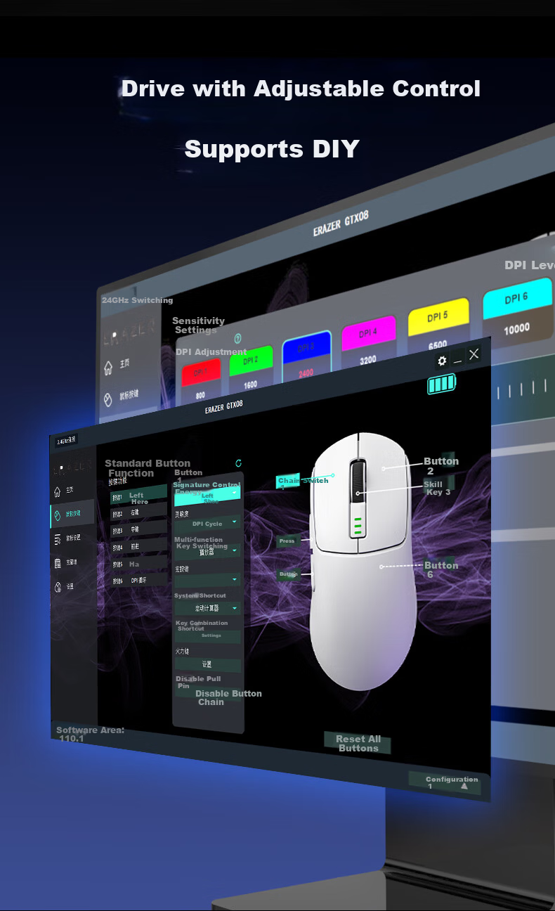 Lenovo Ecosystem Brand Yinen Wireless Mouse Dual-Mode 2.4G/Bluetooth Lightweight Rechargeable Plug and Play Frost White GT08 10