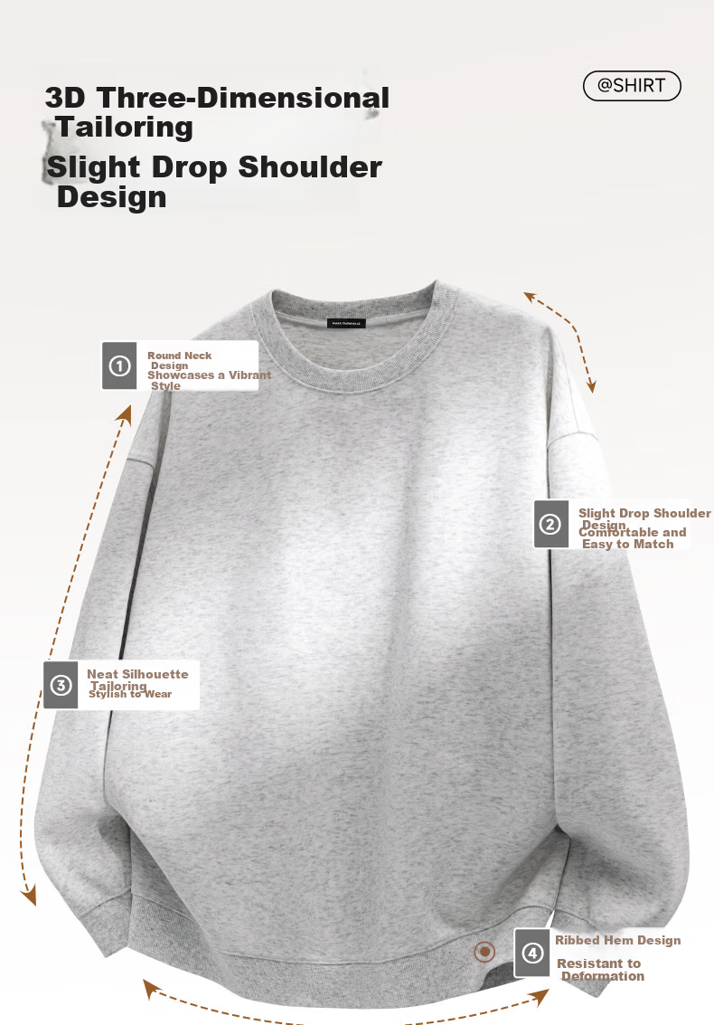 Mark Fairwhale Fleece-Lined Crewneck Sweatshirt Men Autumn Winter 2026 New Loose Warm Long Sleeve Casual Top Dark Gray L 11