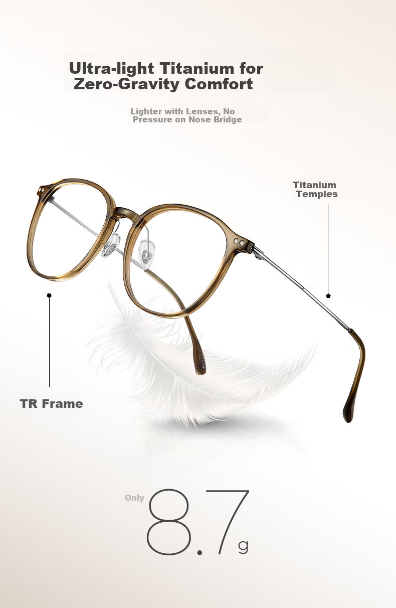 LOHO Photochromic Prescription Sunglasses Ultra-Light Brown UV Protection Optical Glasses 12