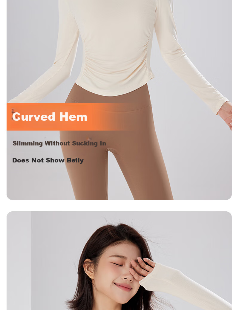 XUEXIMAN Women's Yoga Long Sleeve T-Shirt Autumn Winter Fleece Thickened Slimming Running Fitness Quick-Dry Top 6