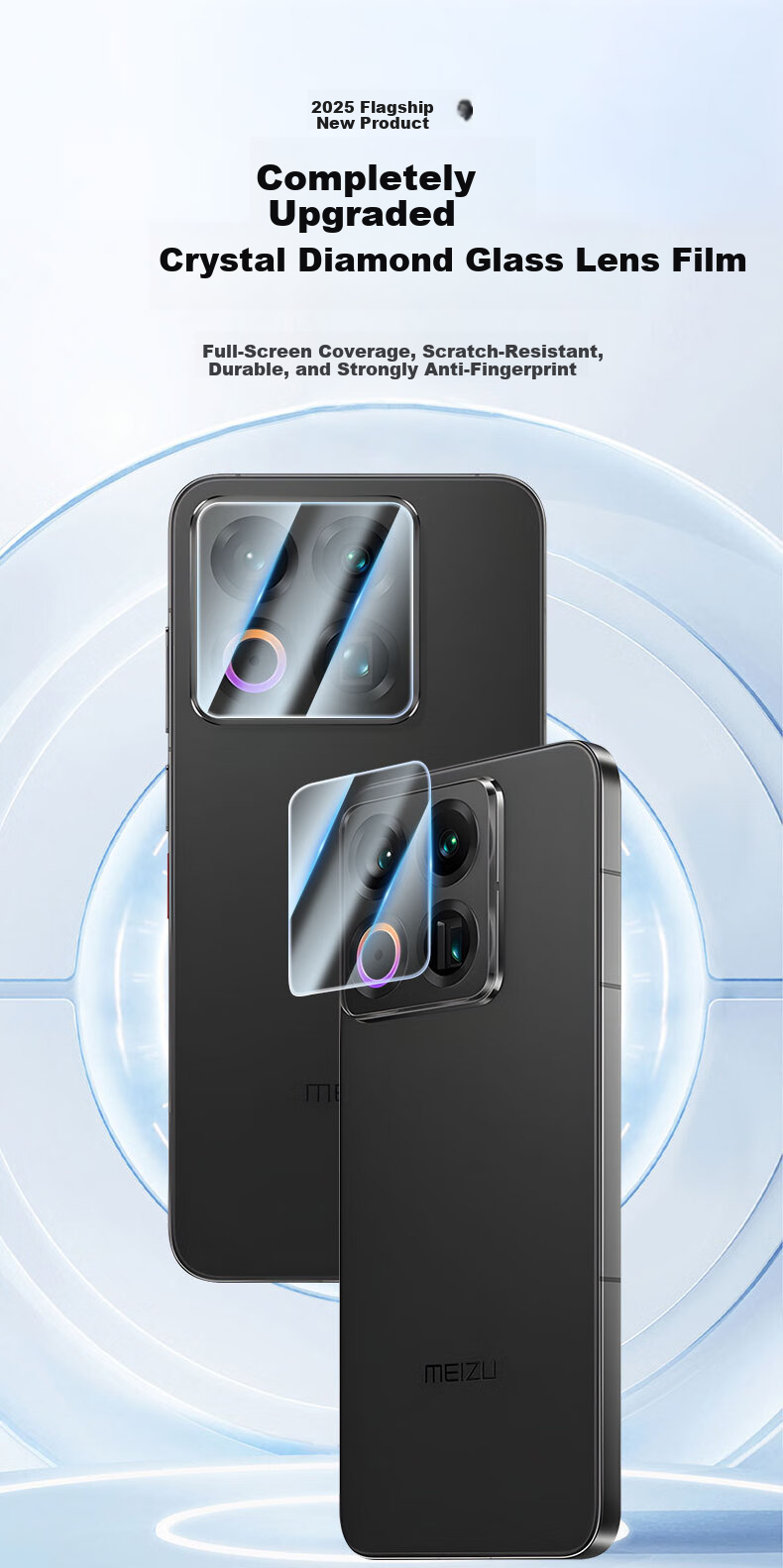 LANGLING [2 Pieces] Tempered Glass Lens Protector for Meizu 22 Rear Camera Full Coverage HD Ultra-Thin Anti-Drop Anti-Scratch Anti-Fingerprint Film 1
