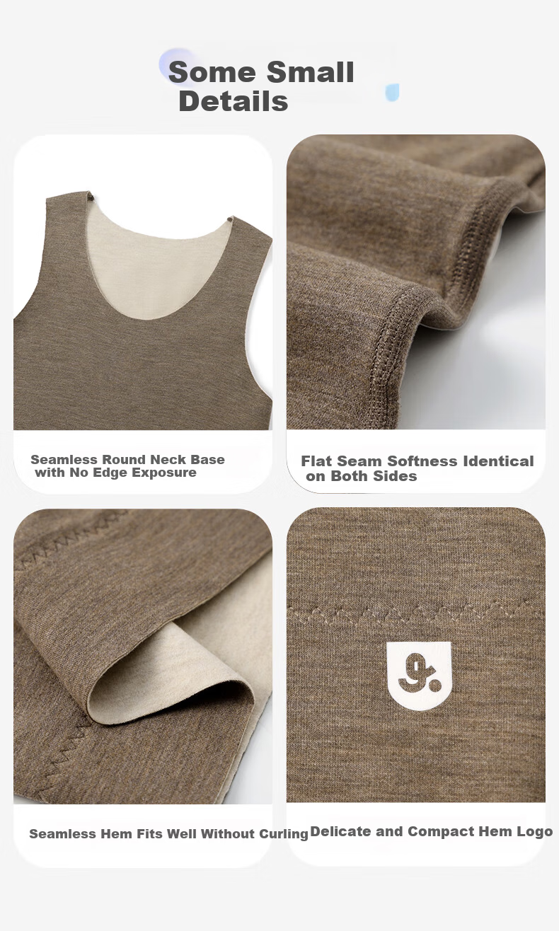 Jiusuiban Children's Warm Vest Unisex Autumn Winter Thickened Fleece Lined Silk Wool Double-Layer Belly Protection Vest 6