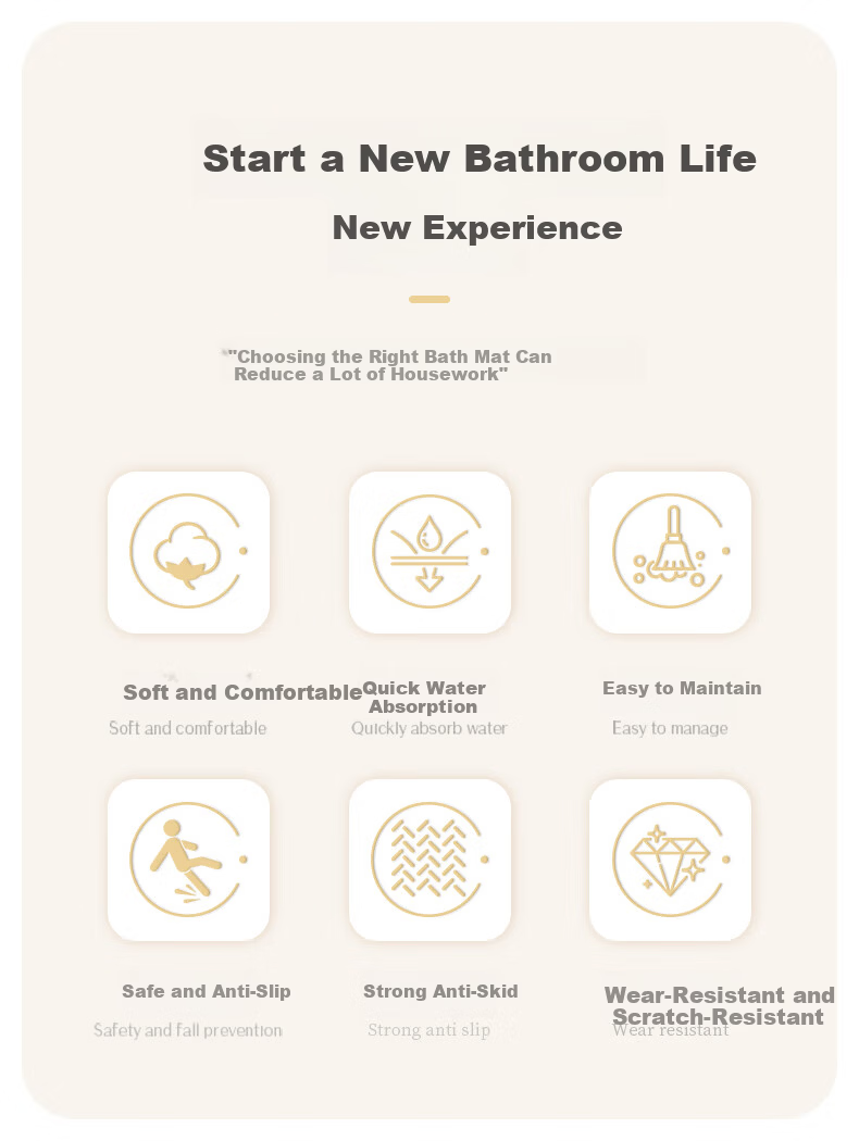 YISHANG Bathroom Mat, Non-Slip Mat, Absorbent Quick-Drying Foot Mat for Bathroom Entrance, Toilet Water Barrier Rug 2
