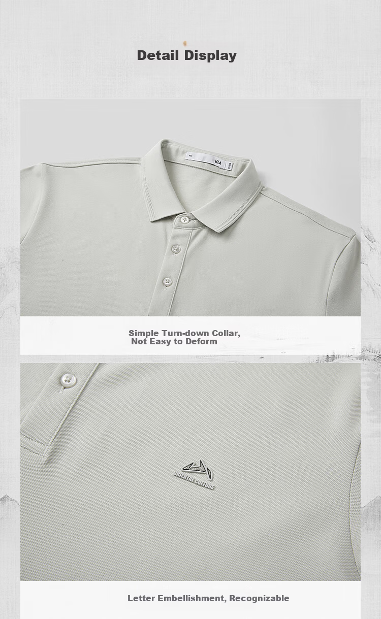 HLA Heilan Home Men's Short Sleeve Polo Shirt 26 Mountain Series Cool and Breathable Summer Short Sleeve 6