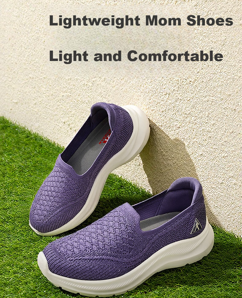 Zulijian Elderly Shoes Spring Summer Breathable Casual Soft Sole Slip-On Lightweight Mom Shoes 26116043J Iris Purple Size 36 2