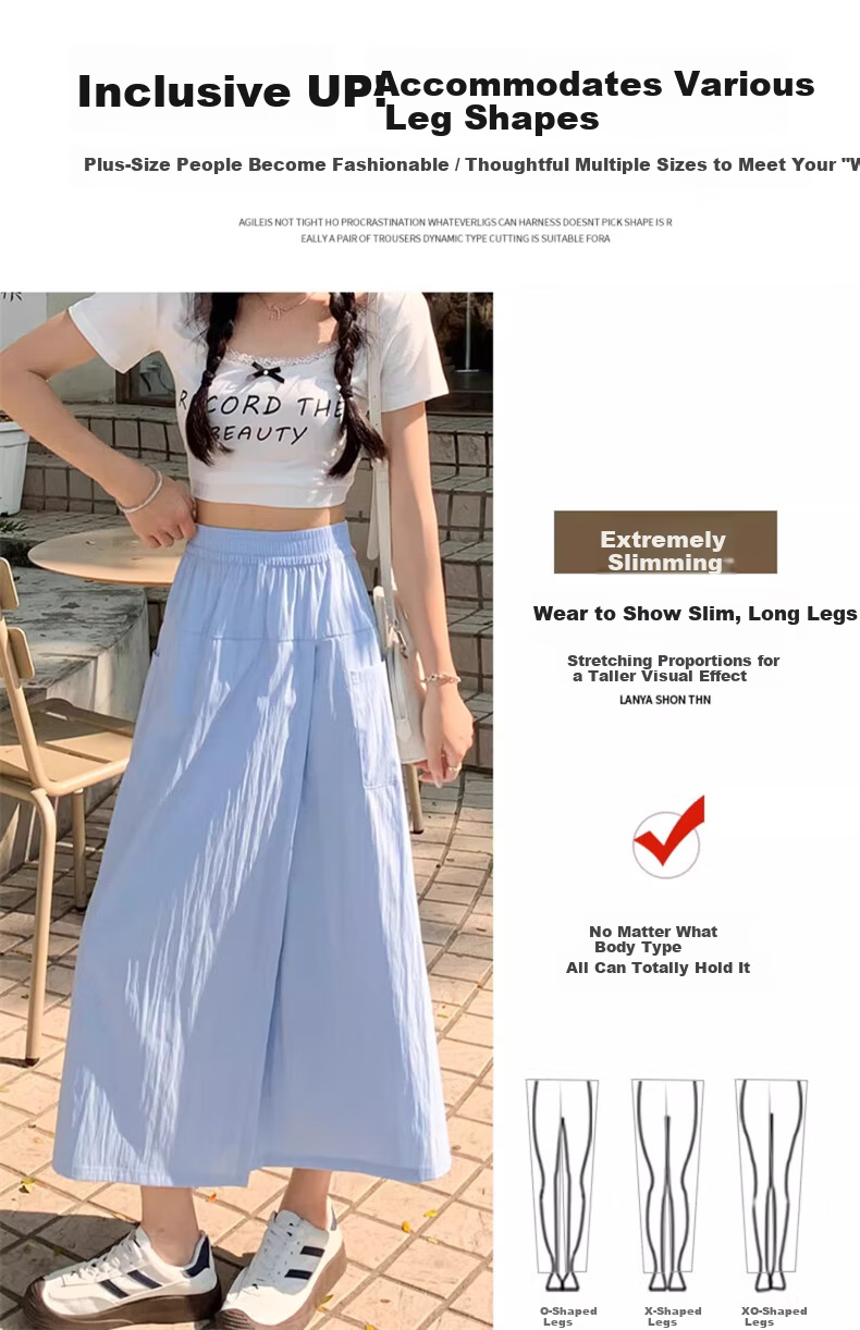LangSha Yamamoto Workwear Skirt Pants Women Summer 2025 New American Style High Waist Slim A-Line Skirt Pants Loose Casual Wide-Leg Pants 18