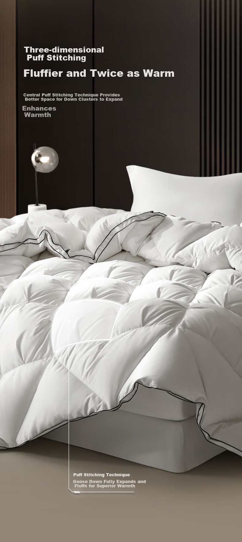 Luolai Home Textiles Down Quilt A-Class 95% Washed White Goose Down 100-Count Cotton 3D Windproof Winter Quilt Core 7