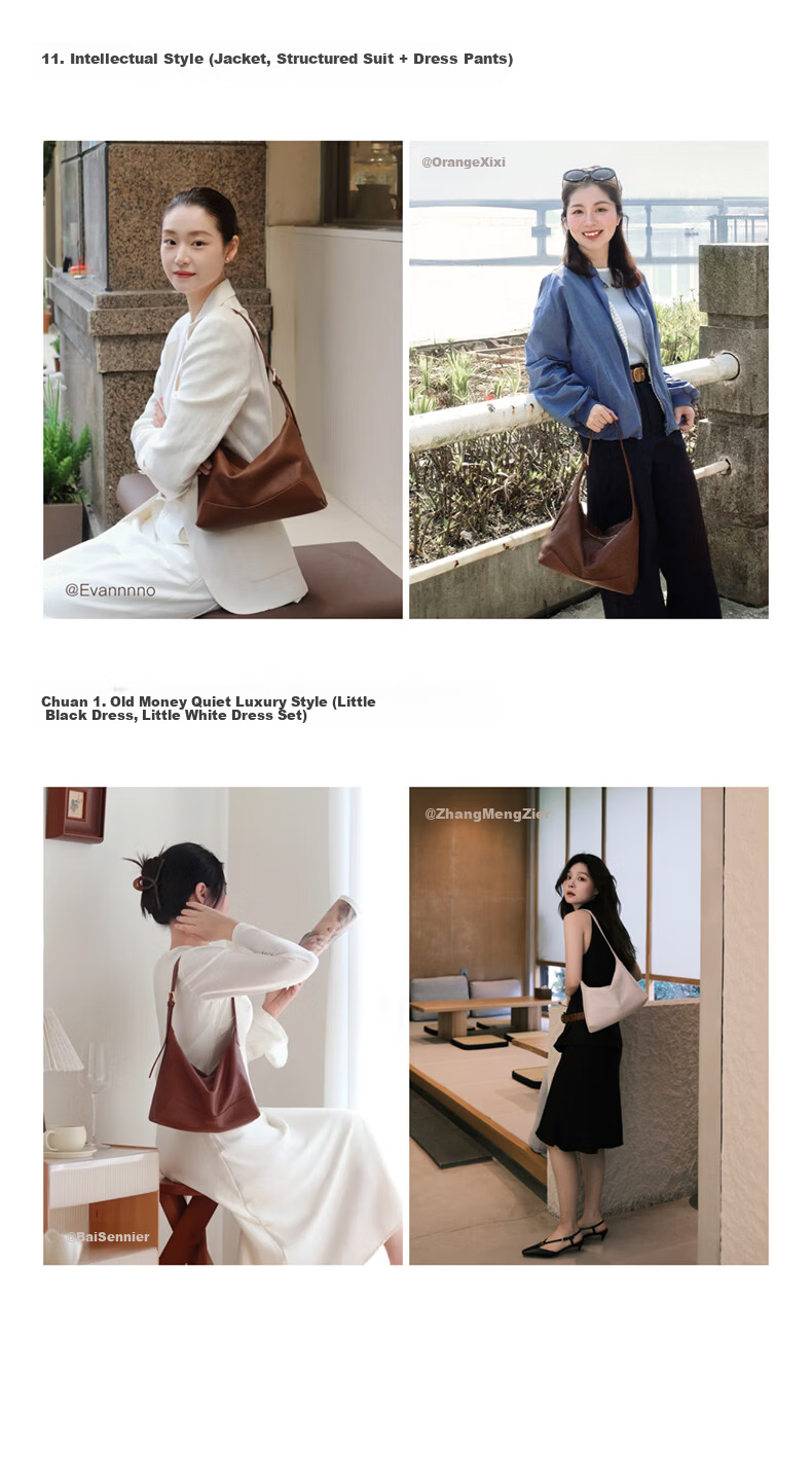 VANESSA HOGAN Zhang Yakin Same Style VH Women's Handbag, Xiran Hobo Bag, Vegetable Tanned Leather, Light Luxury Crossbody Shoulder Bag, Ladies' Birthday Gift 5