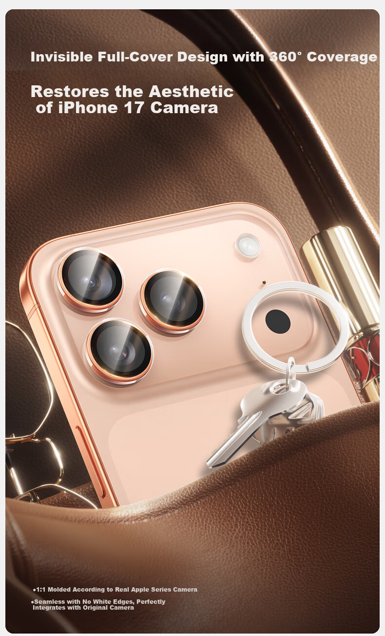 Shanmo [Corning + AR Anti-Reflective Coating] Compatible with iPhone 17 Pro Lens Film Full Coverage Lens Protective Film Independent Lens Non-Bulging Shell 1 Set 6