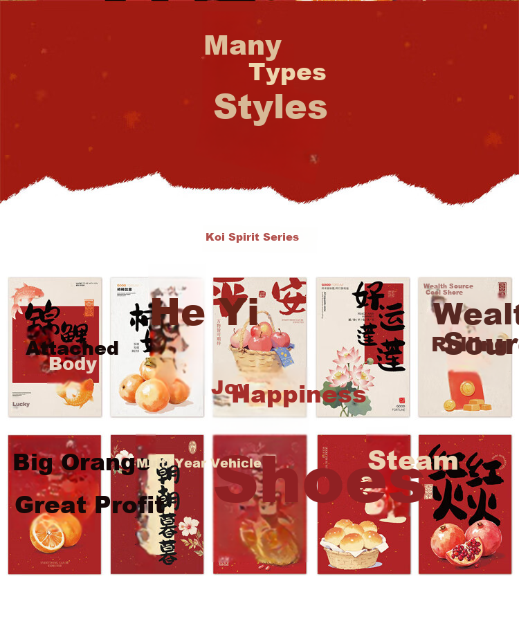 Kingdee New Year Year of the Horse Greeting Card Blessing Postcard Graduation Commemorative Student Decoration Sticker Chinese Style Red Koi Fish High School Entrance Exam BCBQ119 7