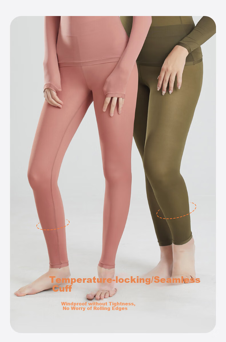 LangSha Women's Autumn Thermal Underwear Set Thin Knit Top and Bottom 10A Antibacterial Warm Base Layer Skin-Friendly Undershirt 15