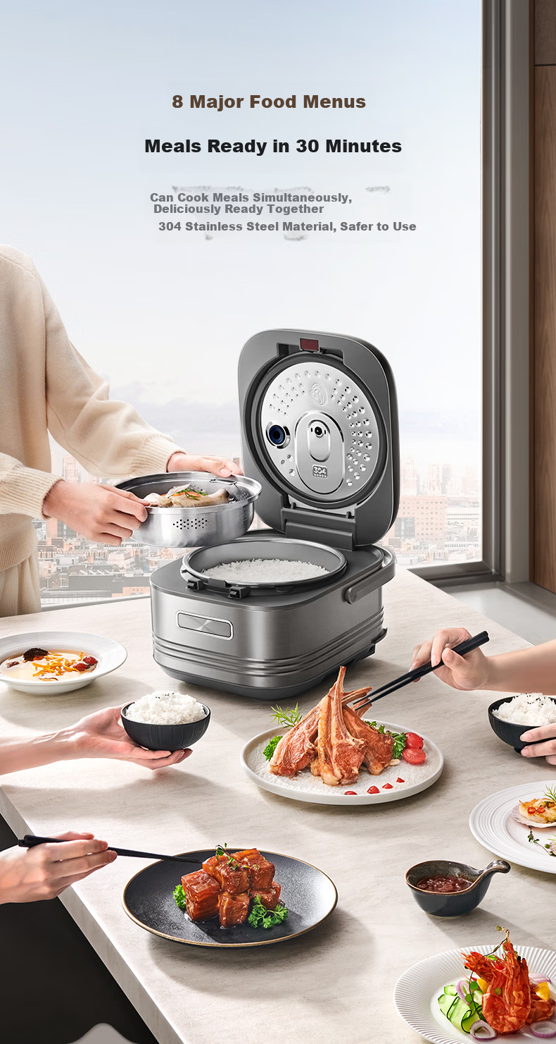 Midea Pure Titanium 0 Coating Rice Cooker for Home Use, 3-4 People, Petal-Shaped IH Heating Electric Pressure Cooker, Multifunctional Smart Rice Cooker with Reservation Function MB-G5 19