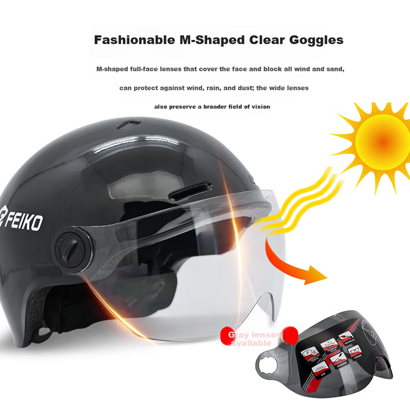 FEIKO 3C Certified Electric Vehicle Helmet Motorcycle Helmet Four-Season Half Helmet Safety Cap Unisex Commuter Electric Scooter White L