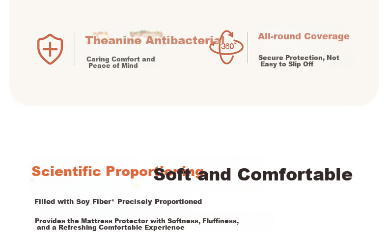 Belleace Mercury Home Textile A-Class Washable Soybean Filled Soft Antibacterial Brushed Fitted Mattress Protector Pad 4