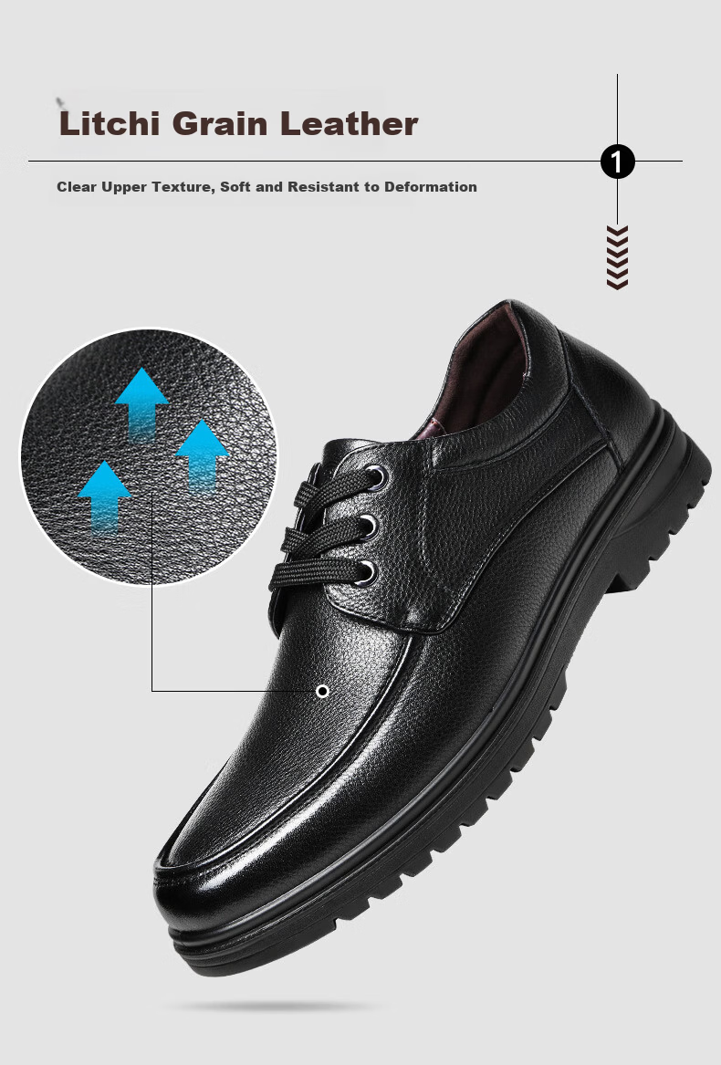 LAORENTOU Men's Leather Shoes, Top-Grain Cowhide, Business Casual Lace-Up, Wear-Resistant Non-Slip Footwear for Men, 510200819, Black, Size 42 7