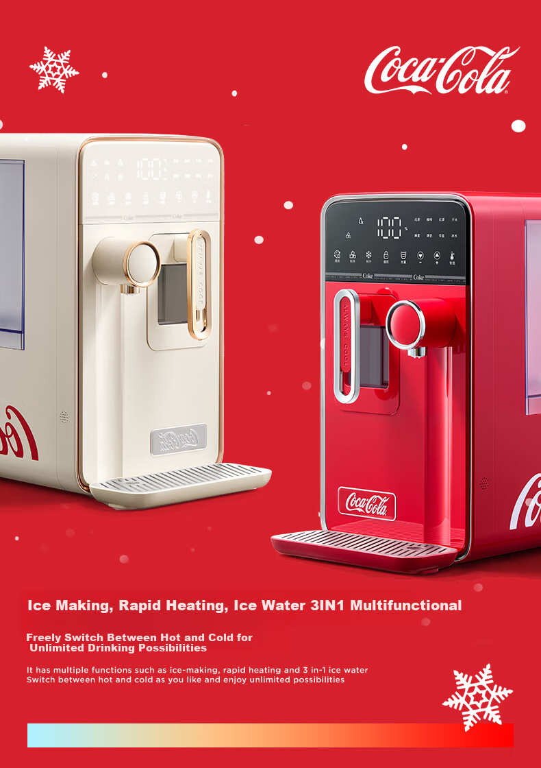 Coca-Cola Instant Ice Maker and Water Dispenser All-in-One Home Small Refrigeration and Heating Bullet Ice Machine Multi-Functional Direct Drinking Ice Water Dispenser Red 4