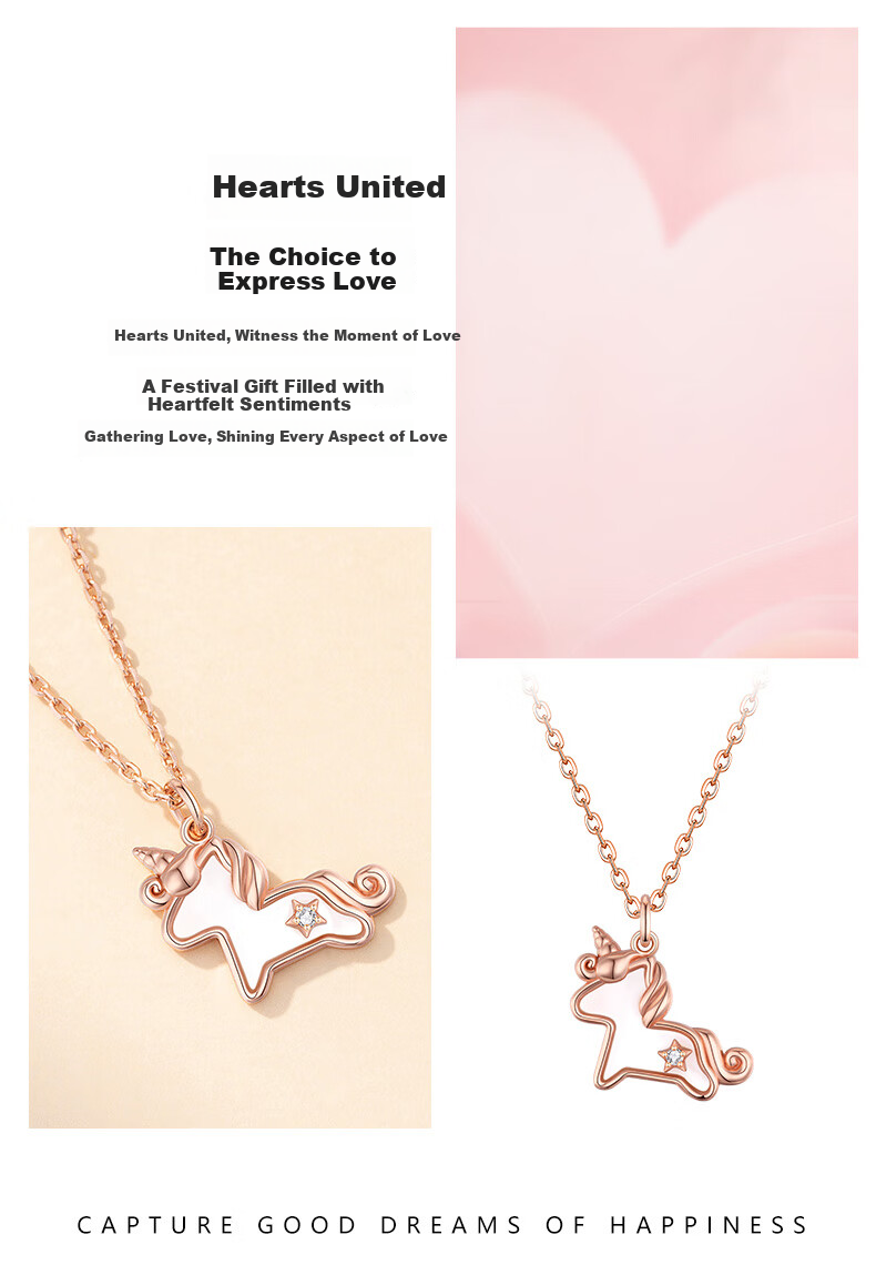 Grace Girl Unicorn Diamond Necklace Women Light Luxury Cute Dreamy Clavicle Chain Practical Anniversary Gift for Girlfriend Birthday 4