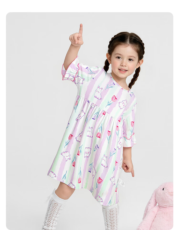 Balabala Baby Dress Summer Girls Nightgown Air Conditioning Clothes Anti-Cold Children's Home Dress Sweet Cute 20