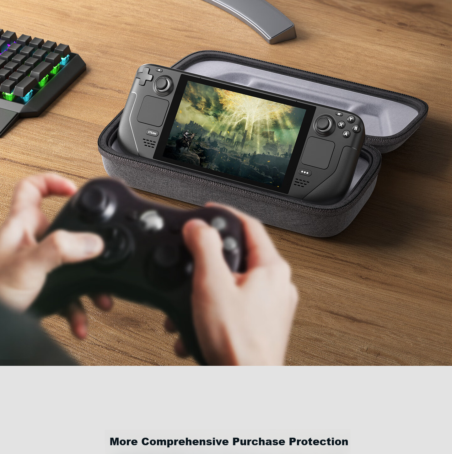 JSAUX Steam Deck OLED Carrying Case ROG Handheld Console Storage Bag Ally Box Accessories Stand Protective Cover Portable Large Capacity Multifunctional 12